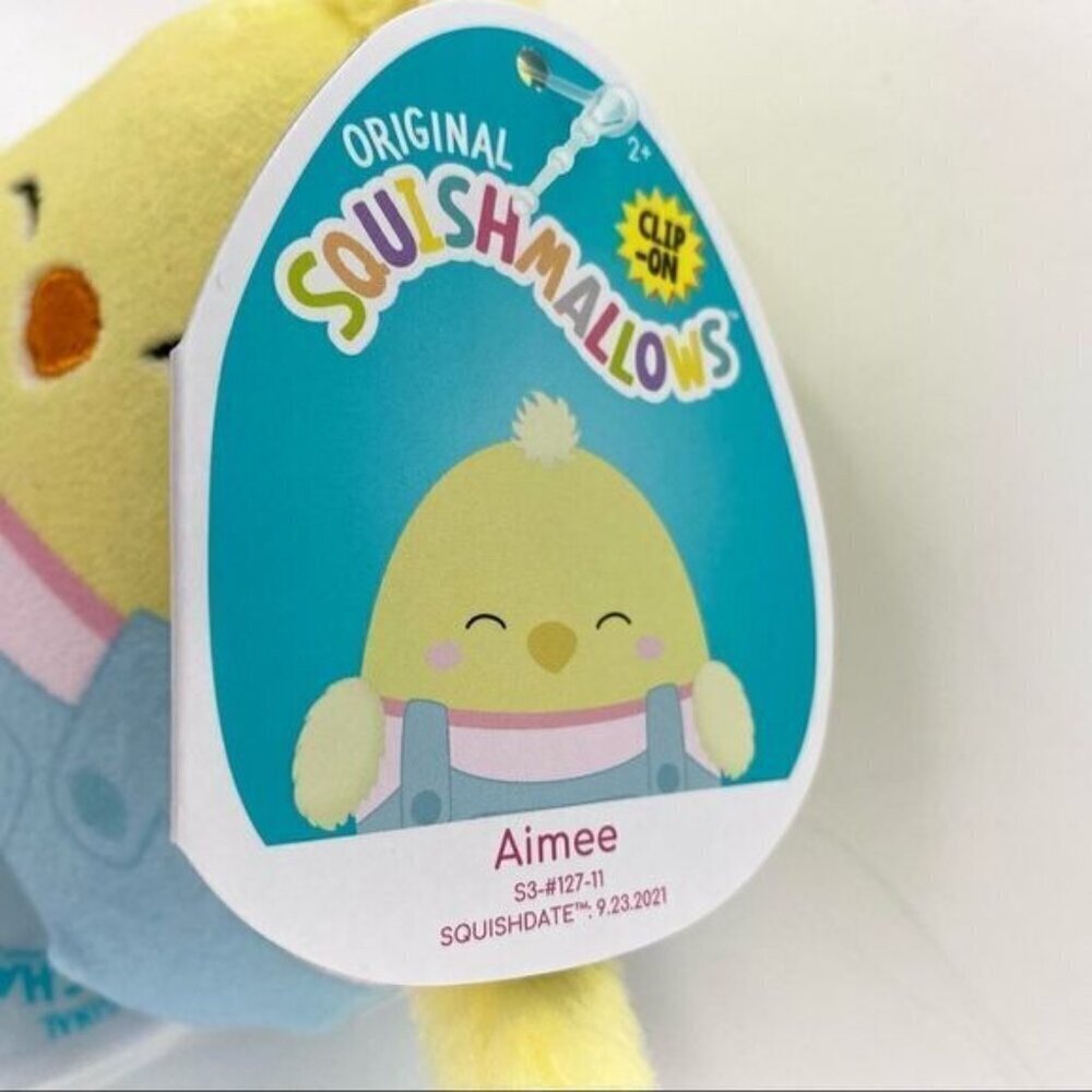 Squishmallow Aimee Easter Chick Clip On 3.5” Plush Keychain - Picture 3 of 5